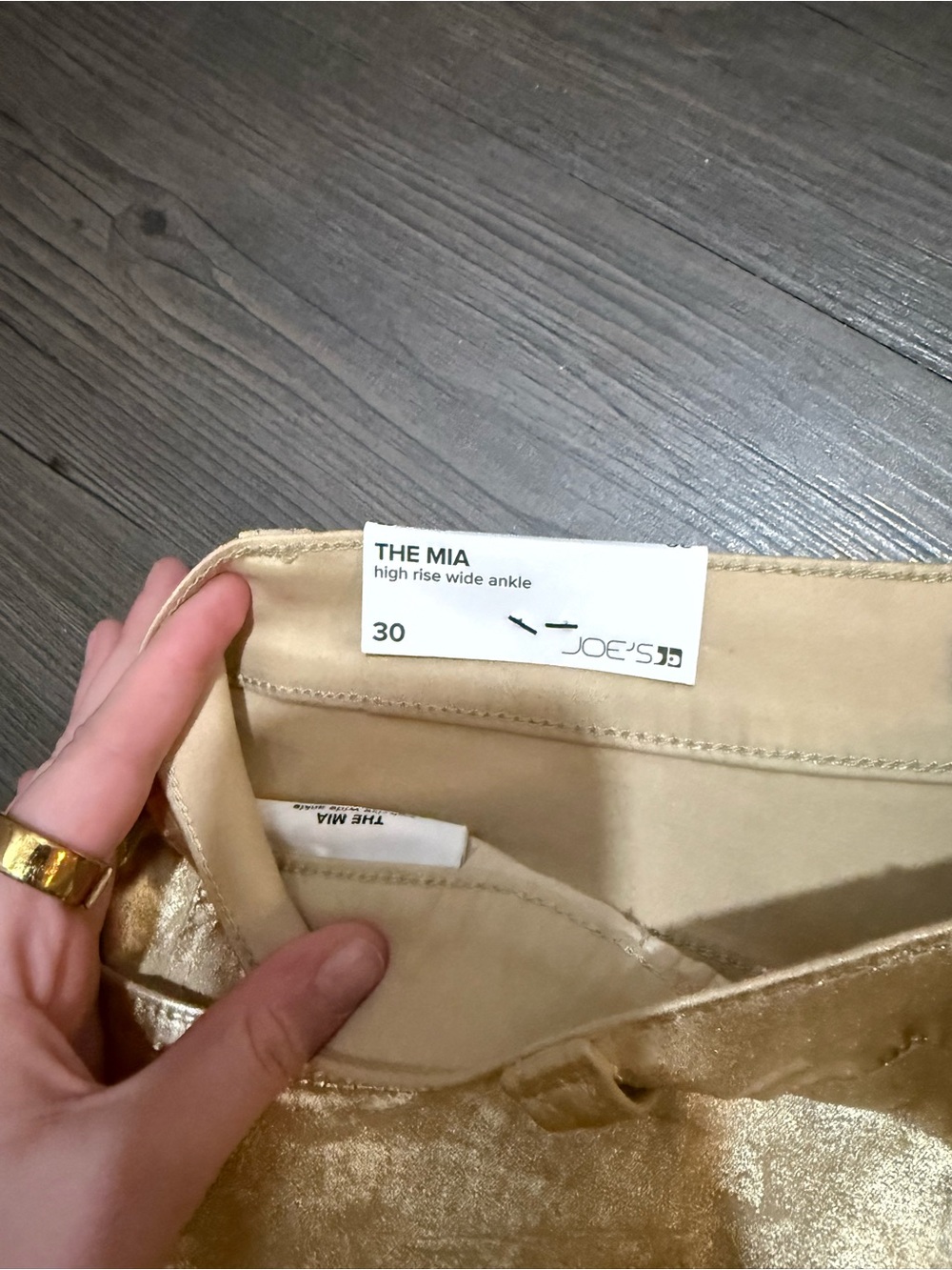 Joe's Jeans Metallic Gold High-Rise Straight Jeans - Picture 4 of 5
